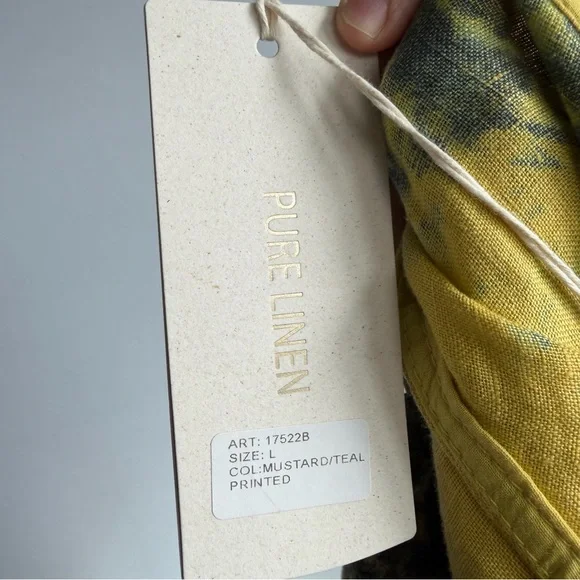 Bellambia Italy 100% Linen Lagenlook Shirt Sz L Star Tie Dye Abstract Artsy NWT - Picture 8 of 14